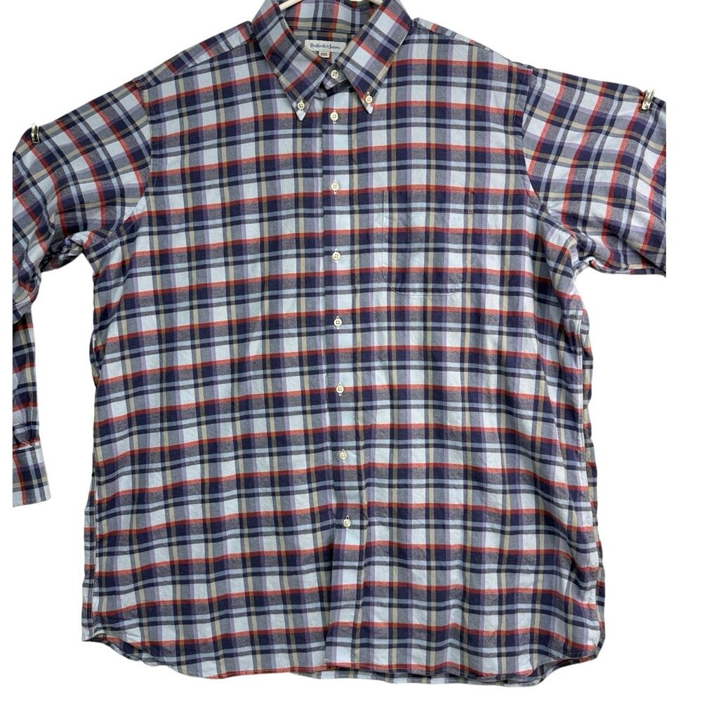 Bullock & Jones Men’s XXL Soft Flannel Plaid Button Down Shirt Blue Red